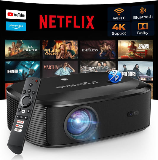 ELEPHAS 4K Projector - Crisp 4K picture quality, easy installation, and an affordable price! Save 75%!