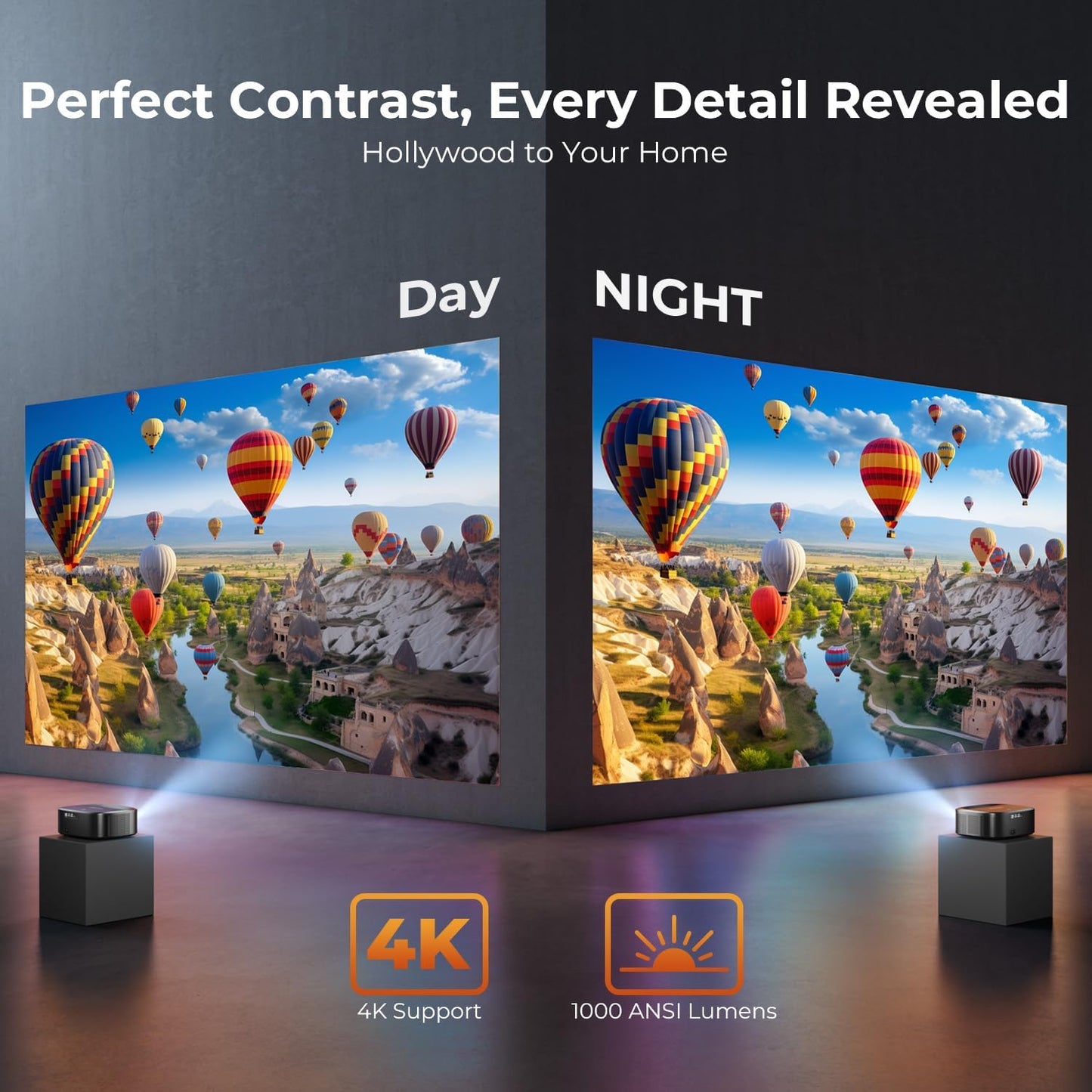 ELEPHAS 4K Projector - Crisp 4K picture quality, easy installation, and an affordable price! Save 75%!
