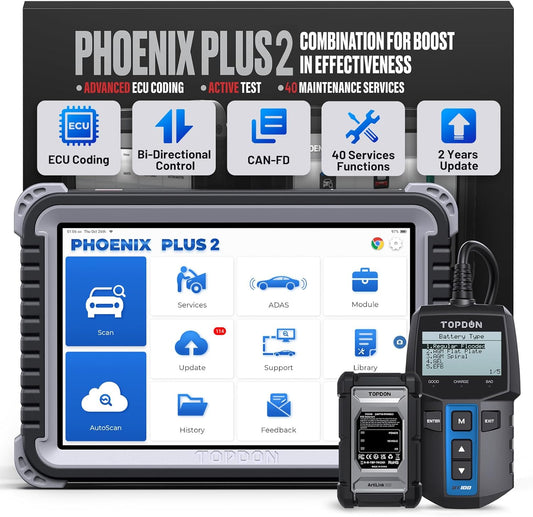 Get 80% off your first 100 units! 🔥TOPDON Phoenix Plus 2 Bidirectional Scan Tool with Battery Tester!
