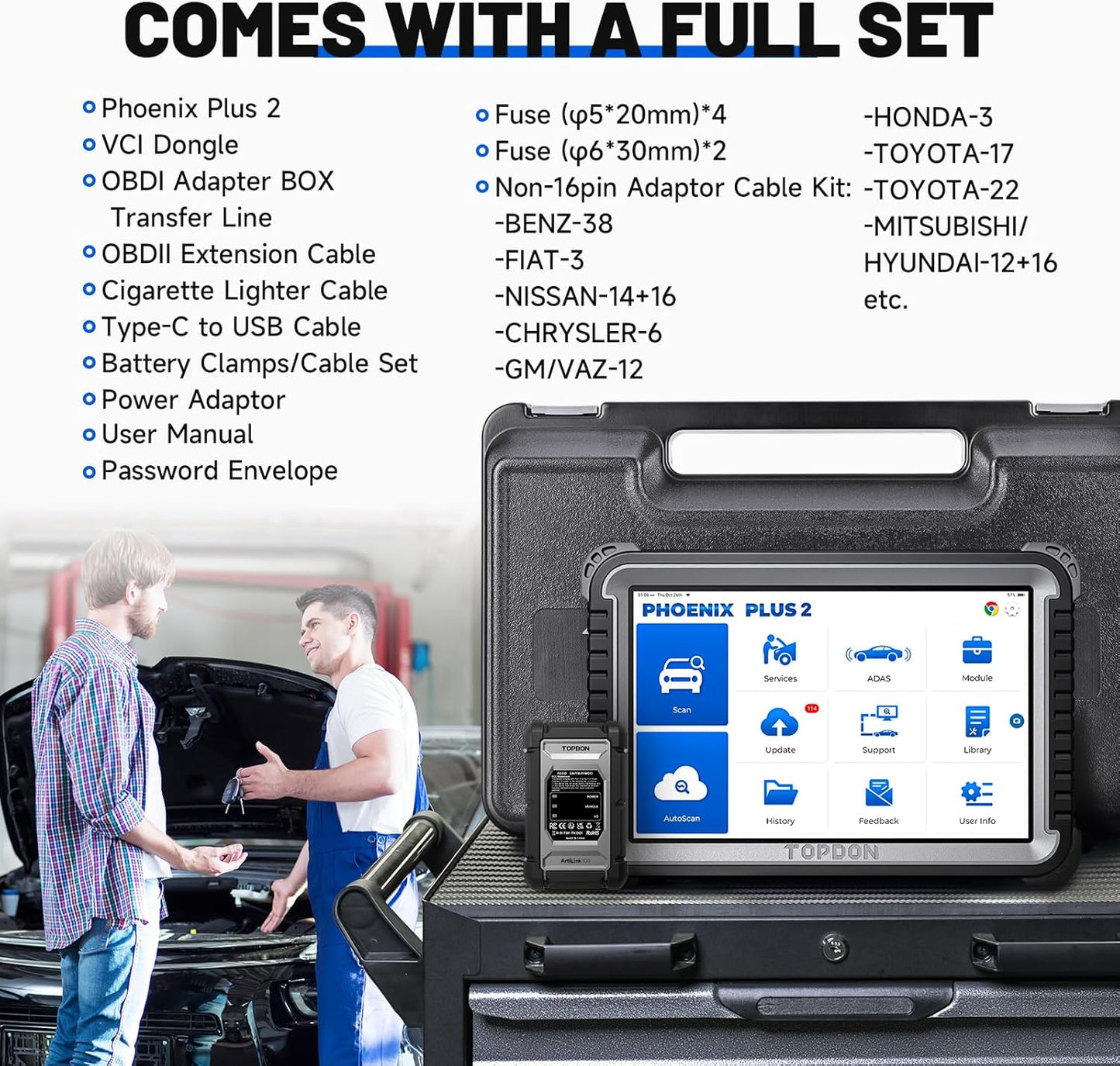 Get 80% off your first 100 units! 🔥TOPDON Phoenix Plus 2 Bidirectional Scan Tool with Battery Tester!